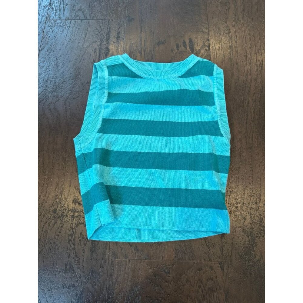 ZARA Teal Striped Cropped Halter‎ Top